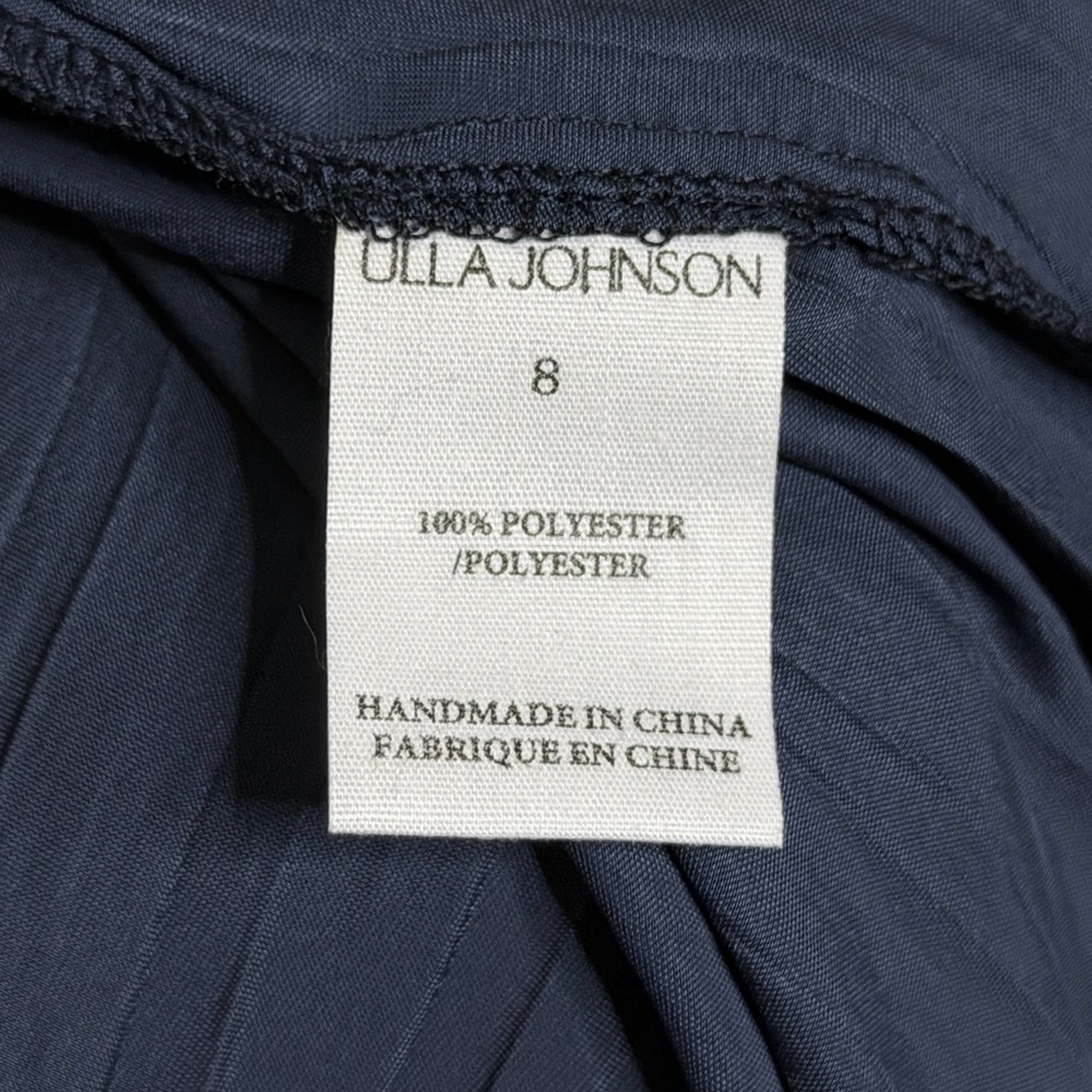 ULLA JOHNSON Naveah Pleated Halter Midi Dress Navy - Picture 9 of 9